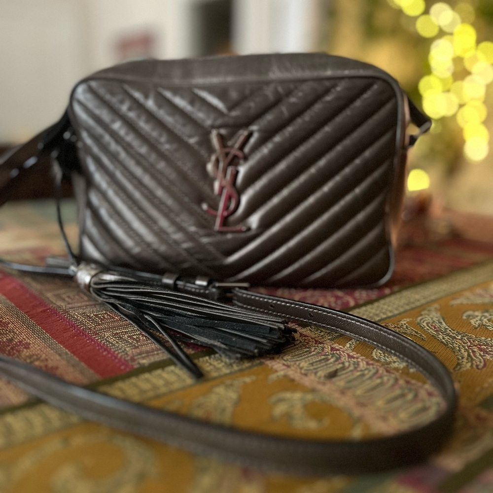 YSL Camera platinum metallic with silver hardware